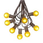 25 G30 Globe Light String Set with Yellow Satin Bulbs on Brown Wire