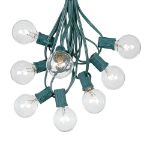 25 G40 Globe String Light Set with Clear Bulbs on Green Wire