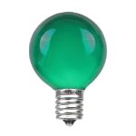 100 G50 Globe Light String Set with Green Bulbs on White Wire