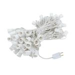 100 G50 Globe Light String Set with Purple Bulbs on White Wire