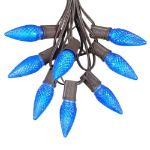 25 Light String Set with Blue LED C9 Bulbs on Brown Wire