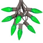 25 Light String Set with Green LED C9 Bulbs on Brown Wire