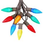 25 Light String Set with Multi Colored LED C9 Bulbs on Brown Wire