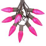 25 Light String Set with Pink LED C9 Bulbs on Brown Wire