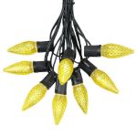 25 Light String Set with Yellow LED C9 Bulbs on Black Wire