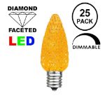 25 Light String Set with Amber (Orange) LED C9 Bulbs on White Wire