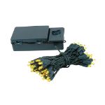 50 LED Battery Operated Lights Yellow on Green Wire