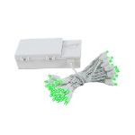 50 LED Battery Operated Lights Green on White Wire