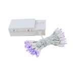 50 LED Battery Operated Lights Purple on White Wire