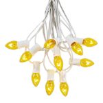 C7 25 Light String Set with Yellow Twinkle Bulbs on White Wire