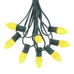 25 Light String Set with Yellow/Gold LED C7 Bulbs on Green Wire