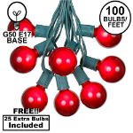 100 G50 Globe Light String Set with Red on Green Wire