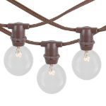 100 Clear G40 Commercial Grade Candelabra Base Light Set - Brown Wire