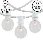 25 Clear G40 Commercial Grade Candelabra Base Light Set - White Wire
