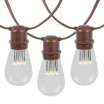 25 LED S14 Warm White Commercial Grade Light String Set on 37.5' of Brown Wire 