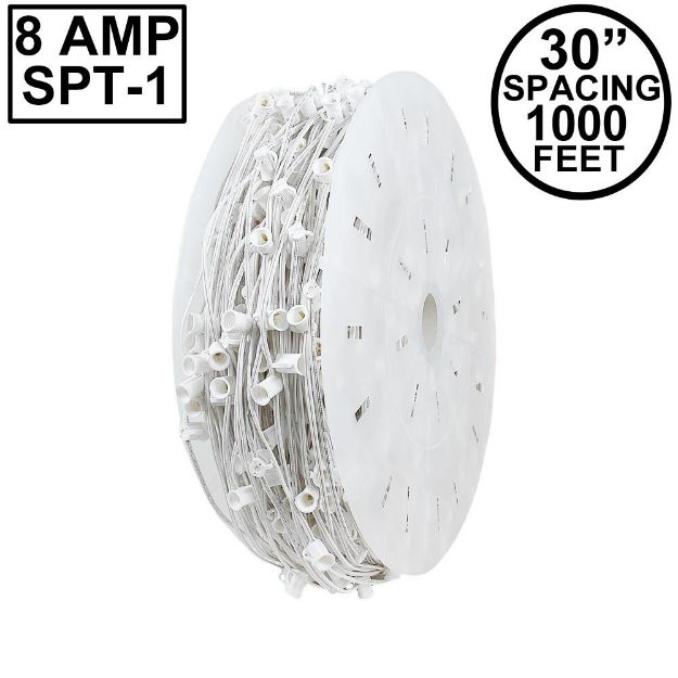Premium Commercial Grade C7 1000' Spool 30" Spacing 8 Amp White Wire