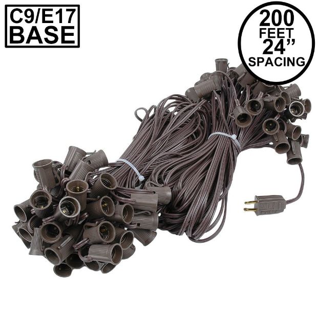 C9 200' Stringer 24" Spacing, 100 Sockets - Brown Wire