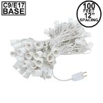 C9 100' String on White Wire, 100 Sockets