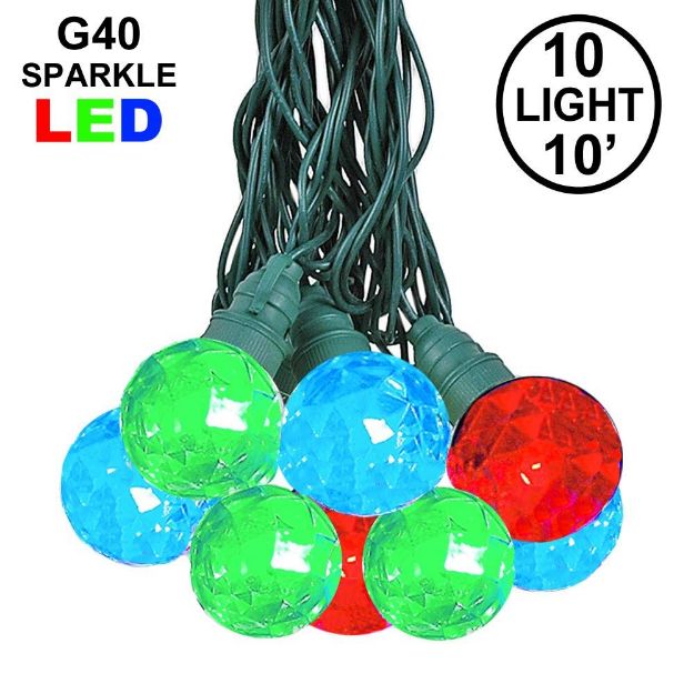 10 Multi Sparkle Orb LED G40 Pre-Lamped String Lights