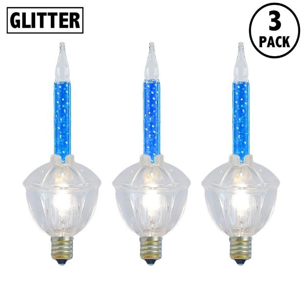 Blue Bubble Light With Silver Glitter Replacements 3 Pack 