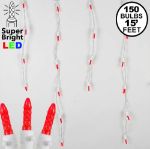 Red LED Icicle Lights on White Wire 150 Bulbs