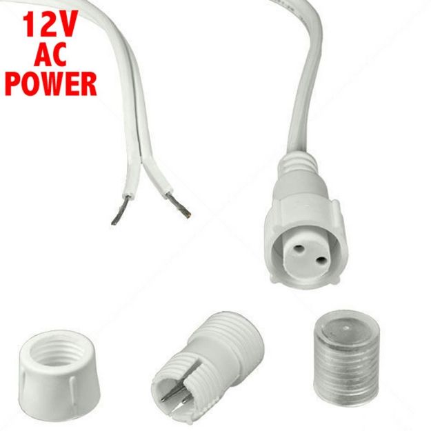 12V AC 6' LED Rope Light Connector Kit for 1/2" 2 Wire Rope Lights