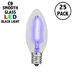 Black Light C9 LED Glass Filament Replacement Bulbs 25 Pack 