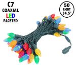 C7 Coaxial 50 LED Multi 8" Spacing Green Wire