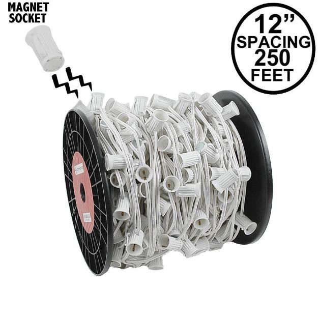 C9 Magnetic 250' Spool 12" Spacing White Wire