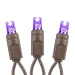 50 LED Purple LED Christmas Lights 11' Long on Brown Wire