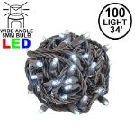 Commercial Grade Wide Angle 100 LED Pure White 34' Long on Brown Wire