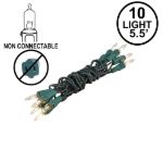 Non Connectable Green Wire Mini Lights 10 Light 5.5'