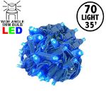 Commercial Grade Wide Angle 70 LED Blue 35.5' Long on Green Wire