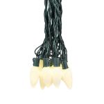 25 Warm White Ceramic LED C9 Pre-Lamped String Lights Green Wire