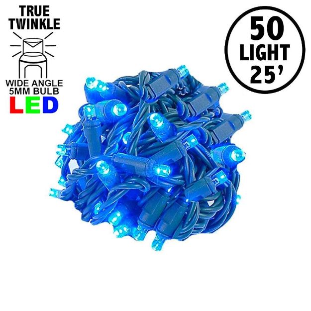 *NEW* True Twinkle LED Christmas Lights 50 LED Blue 25' Long Green Wire