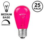 25 Pack of Transparent Pink S14 11 Watt Bulbs Medium Base e26