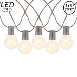 67 LED Filament G50 Globe String Light Set with Warm White Bulbs on Brown Wire