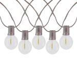 67 LED Filament G50 Globe String Light Set with Warm White Bulbs on Brown Wire