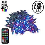 200 LED RGB Wide Angle Mini Light Set Green Wire w/Multi-Function Remote