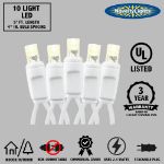 10 Light Non Connectable Warm White LED Mini Lights White Wire
