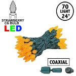 Coaxial Orange 70 LED C6 Strawberry Mini Lights Commercial Grade on Green Wire