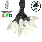 25 Warm White LED C9 Pre-Lamped String Lights Black Wire