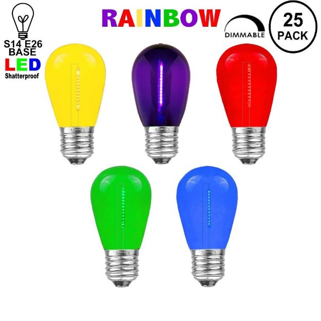 Rainbow S14 LED Plastic Filament Medium Base e26 Bulbs  - 25pk