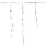 Red LED Icicle Lights on White Wire 70 Bulbs