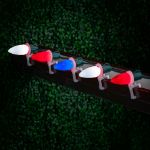 25 Red, White & Blue Ceramic LED C9 Pre-Lamped String Lights Green Wire