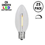 Warm White C9 LED Plastic Filament Replacement Bulbs 25 Pack 